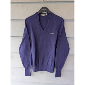 Vintage Peter Storm Sweater Mens Medium V Neck Lambswool Water Repellent 80s UK